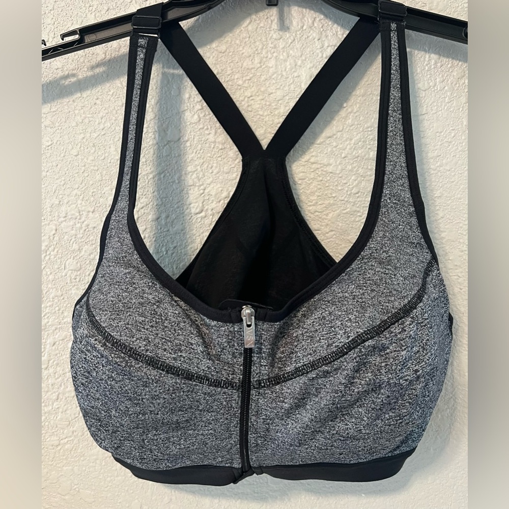 Victoria's Secret Sport Gray & Black Front Zip Sports Bra with Underwire